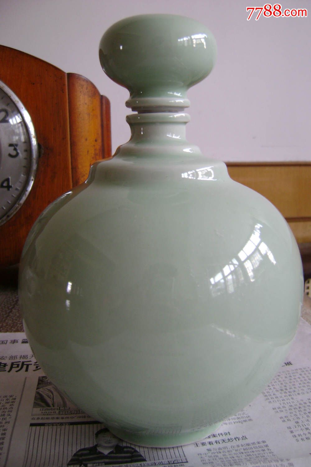 影青釉浮雕牡丹花卉瓷酒瓶【2斤装大瓶】_酒瓶_向阳供销社【7788收藏