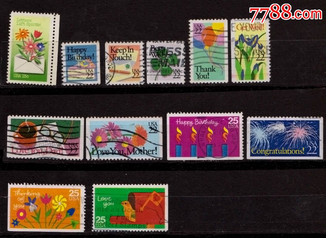 美国邮票--节日问候语(信销票)-价格:7.2元-se3