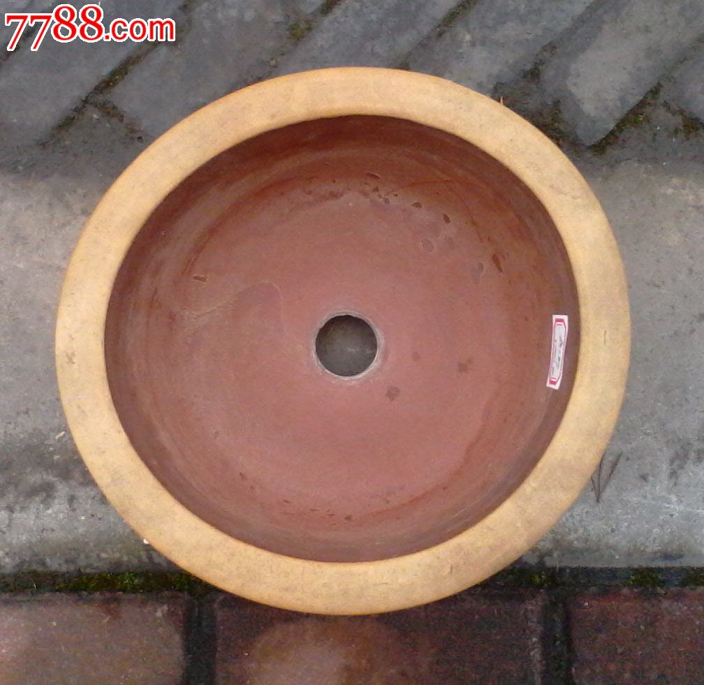 老紫砂花盆:红雨刻粉段圆盆,诗句行书 鹊梅图刻(货号a18*)