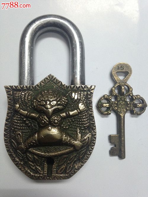 藏族六字真言、佛像铜锁-价格:500元-se34299