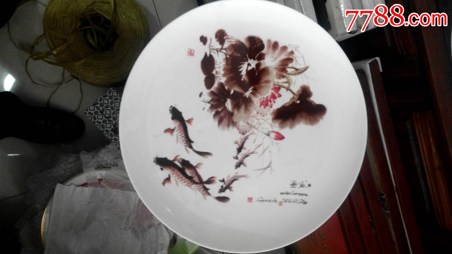 山东淄博陶瓷之都-博山釉中彩瓷看盘---六顺图.