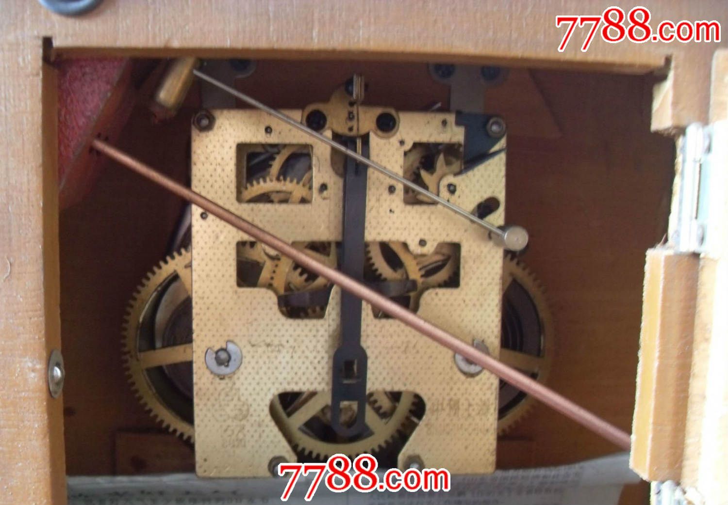 文革中国上海制造三五座钟挂钟机械表15天双发条纯铜机芯