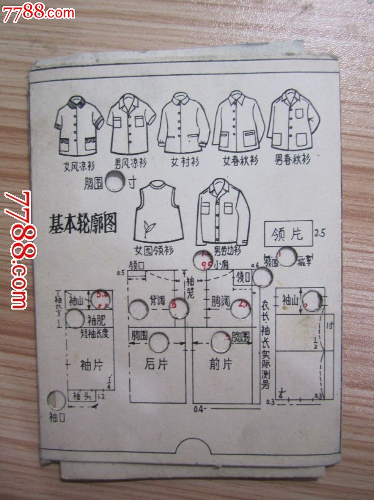 中山装,童装等剪裁图样(共7种)