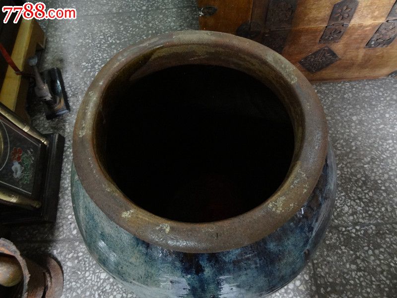 50年代精品朝鲜高丽趟釉老陶瓷缸陶器
