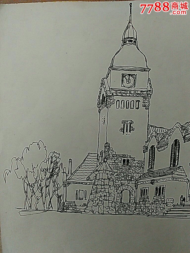 青岛刘祥成钢笔画原作
