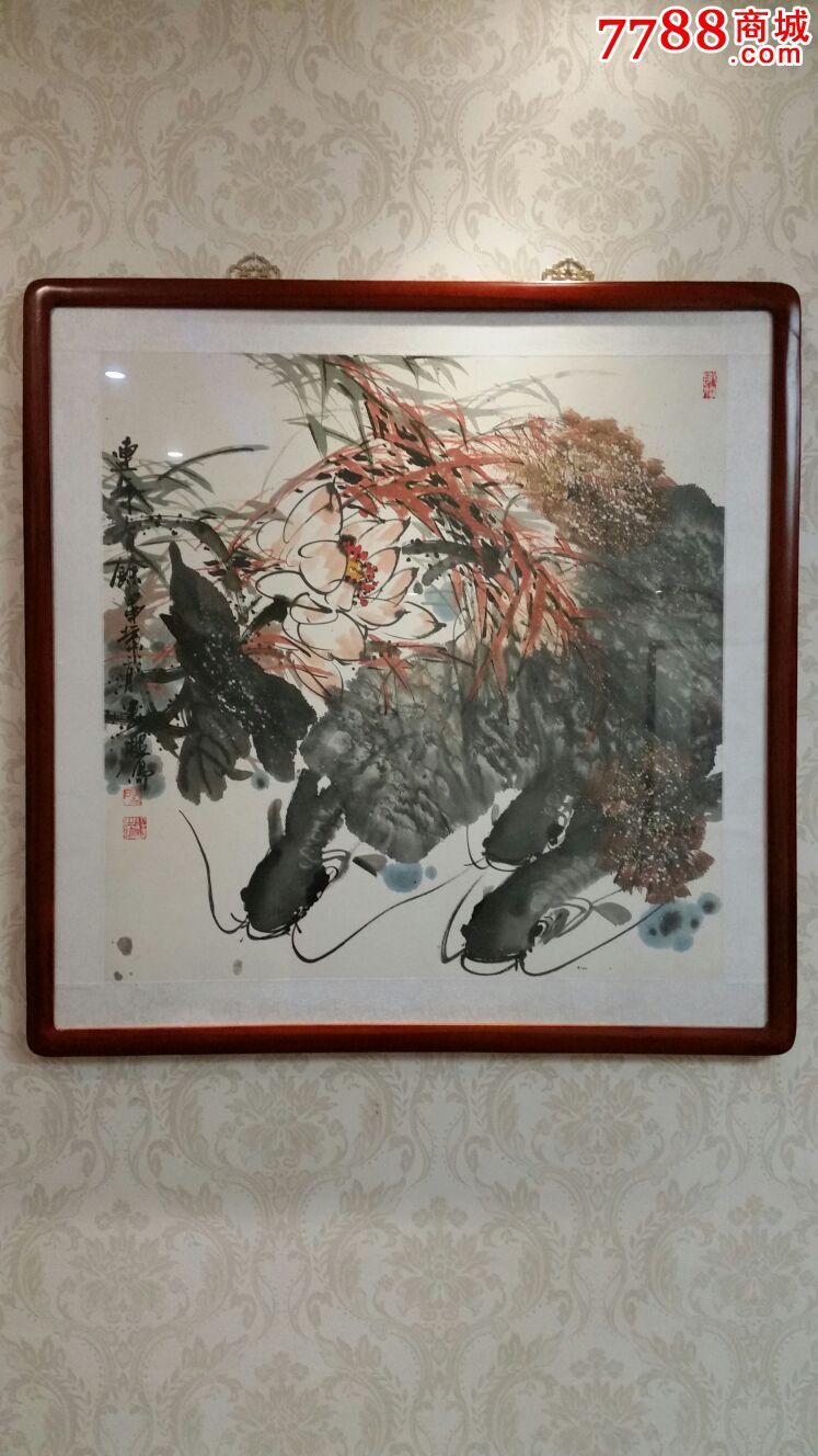 北京著名国画家娄鹏画作:连年有余_花鸟国画原作_古旧版本书店【7788