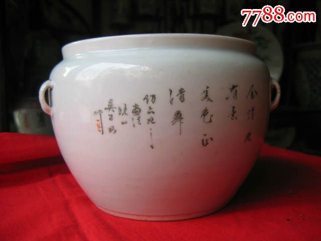 民国早期瓷绘名家吴子明作品粉彩仕女人物纹粥罐(包老