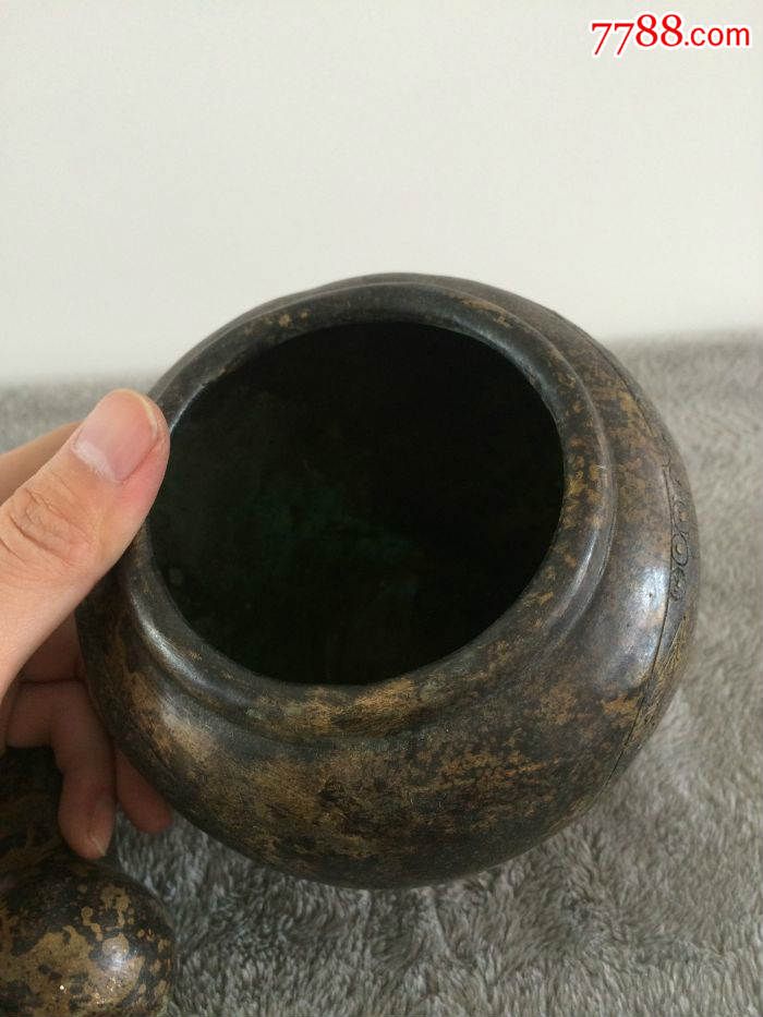 清代山水人物纹铜捣药罐子~!完整没毛病~!保真包老~!