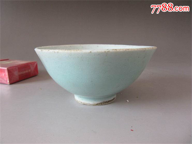历史记忆老瓷器瓷片古董古玩收藏爱好一只清末民国时期豆青碗1