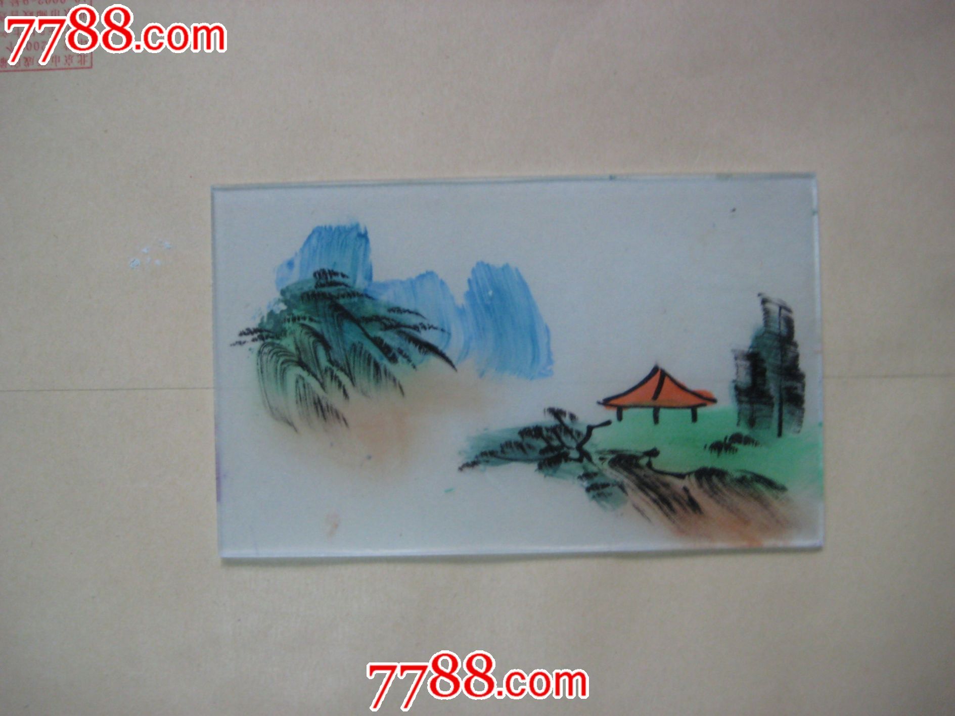 手绘"山水"玻璃画(快递邮寄)