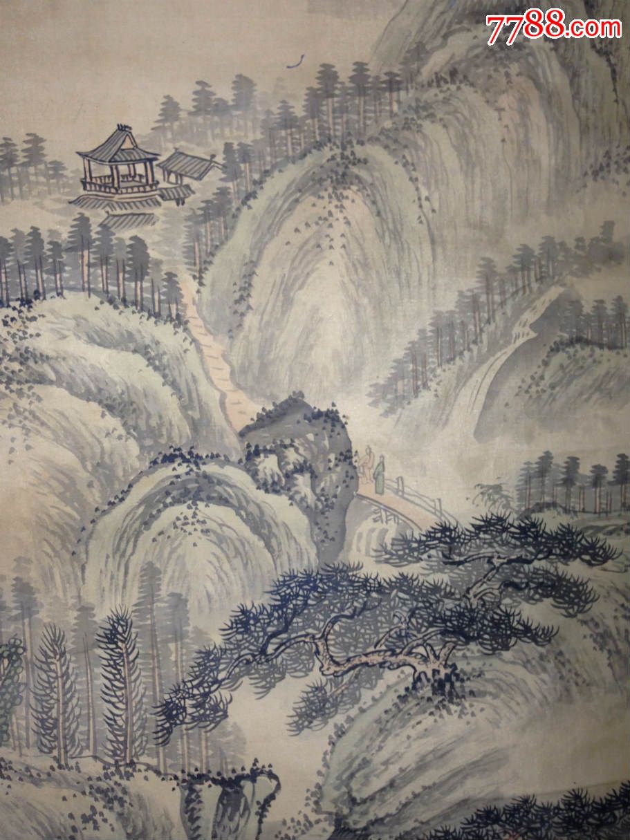 古董古玩收藏明清老画山水画绢本苏州水墨画