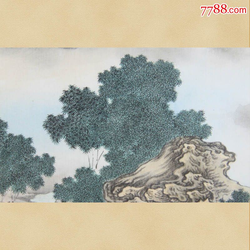 观云王明善大师手绘宫廷画工丝绢精细工笔国画:风景图片