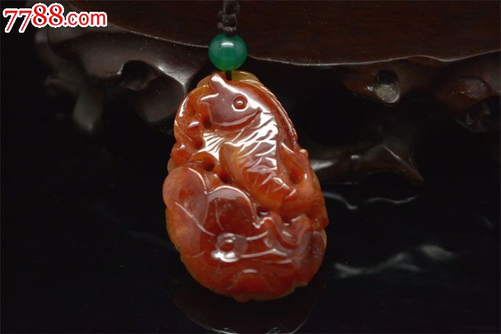 超值红翡润泽年年有余a货翡翠吊坠挂件带证2851