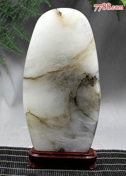 奇石矿物晶体观赏石泰山镇宅玉雪花白玉精品透明玉石原石28