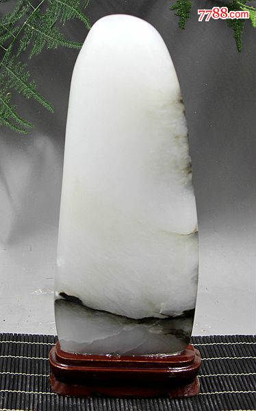 奇石矿物晶体观赏石泰山镇宅玉雪花白玉精品透明玉石原石34