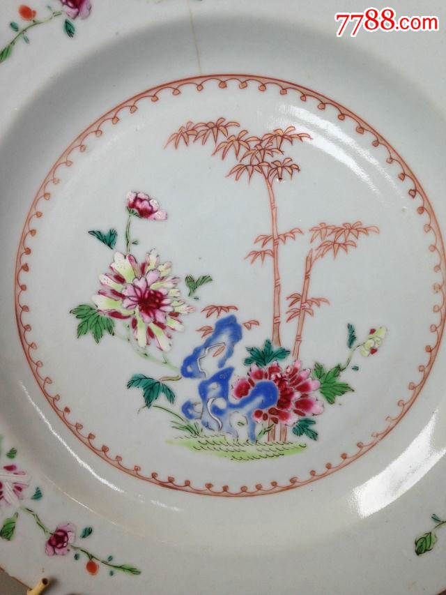 清雍正粉彩描金牡丹花卉外销盘保真保老回流瓷器老物件古玩
