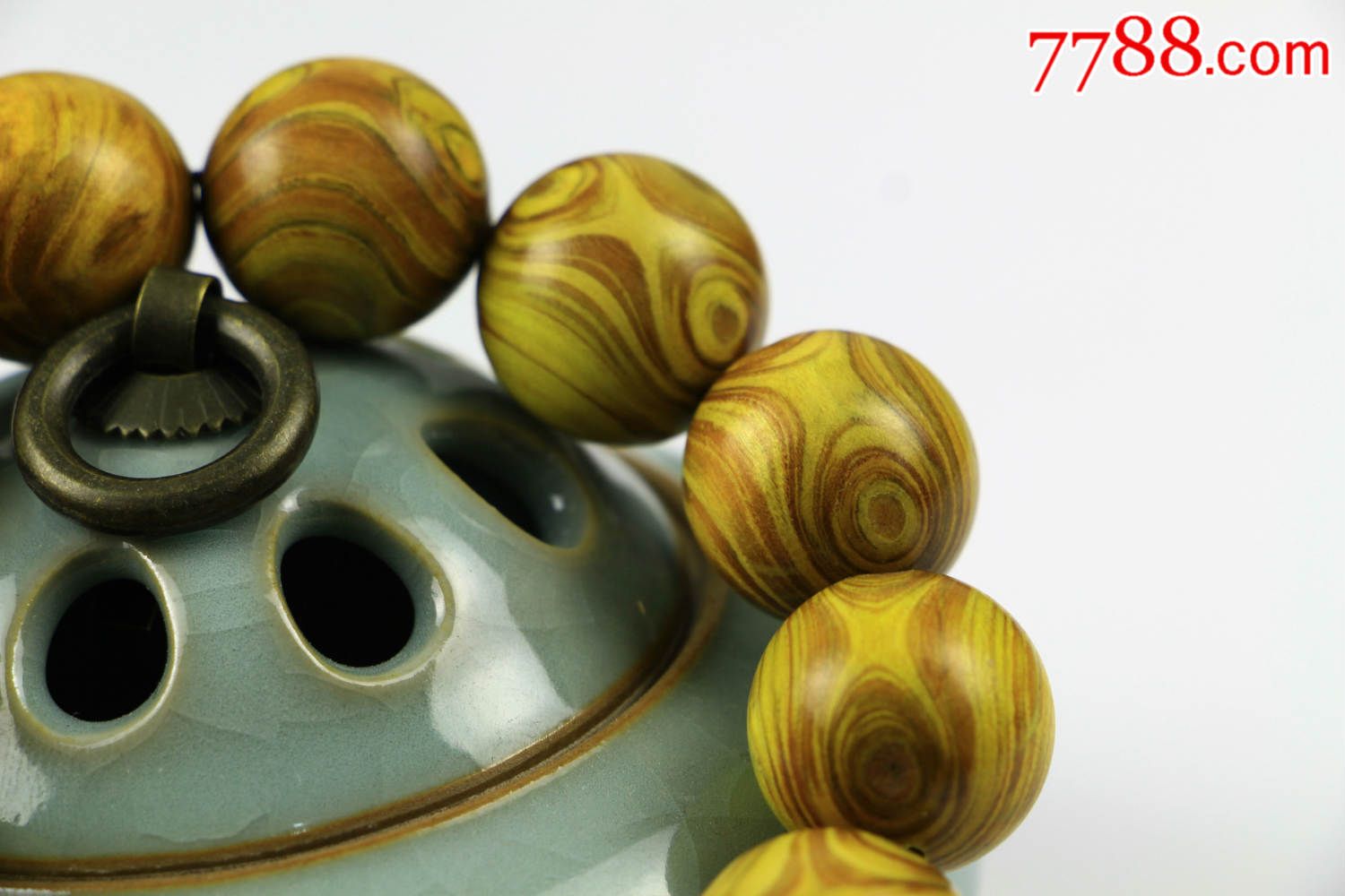 海南极品鬼脸对眼黄金柚手串20mm12颗珠～第011