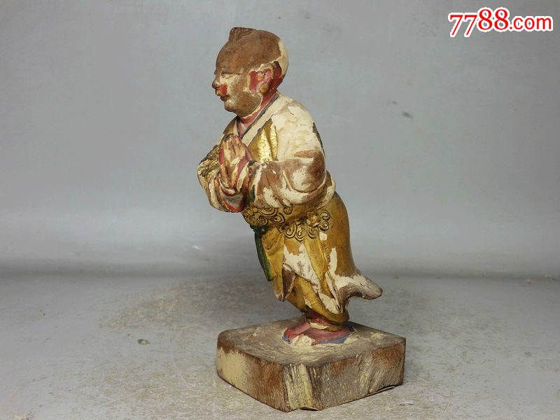 清代木鎏金童子雕像图片