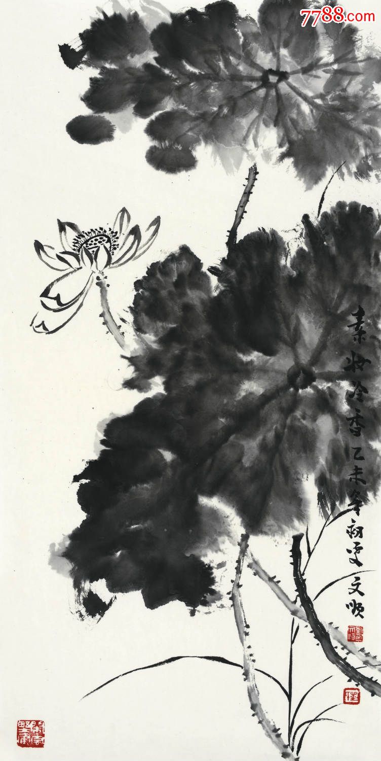 著名画家刘文顺国画墨荷精品系列一素妆冷香