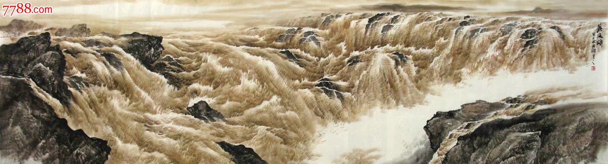 顾平之·小丈二大海黄河作品28-5,山水国画原作,其他山水原画,21世纪