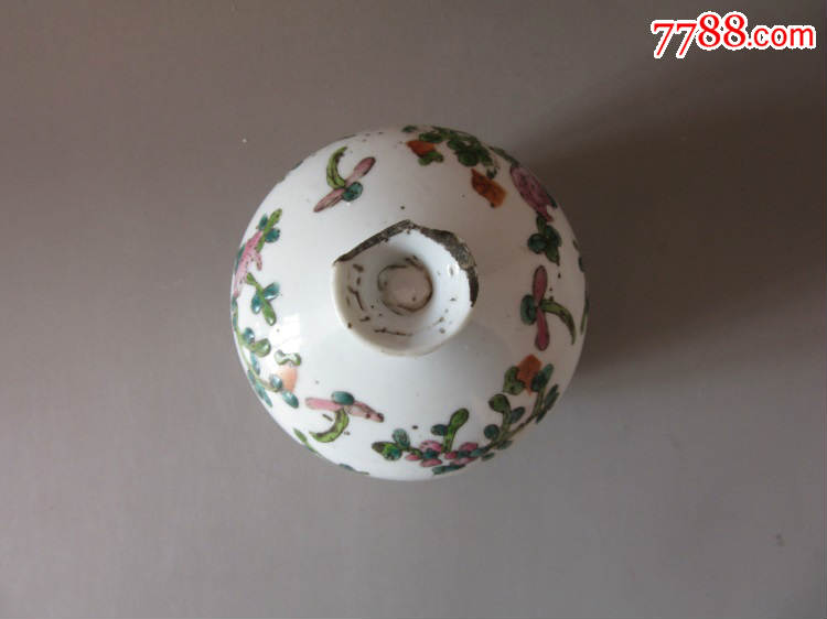 瓷器瓷片收藏民国江西义发祥出品粉彩四季花卉搪缸粉盒粉罐一只