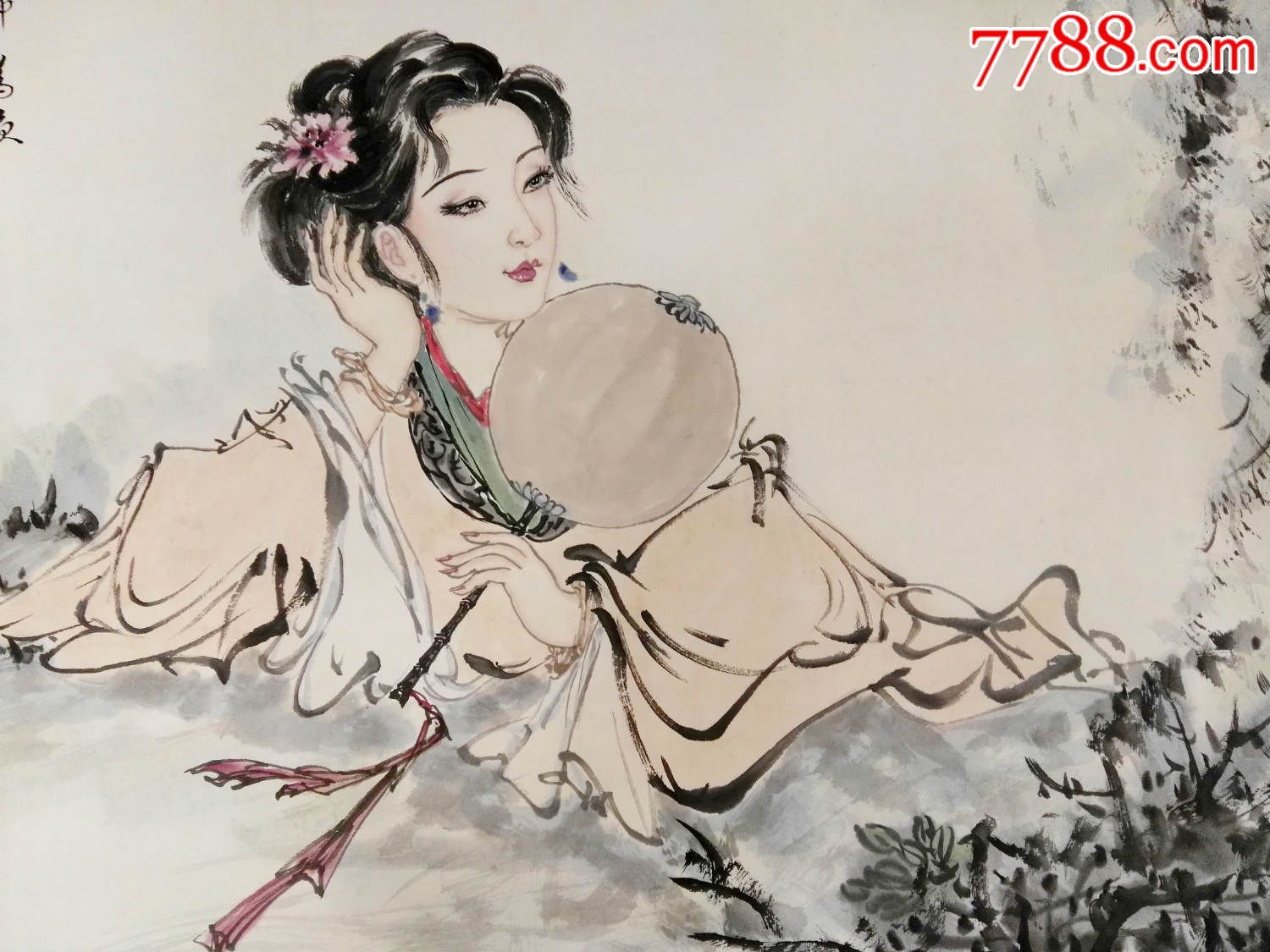 北京国画大师张功老师四尺斗方仕女作品