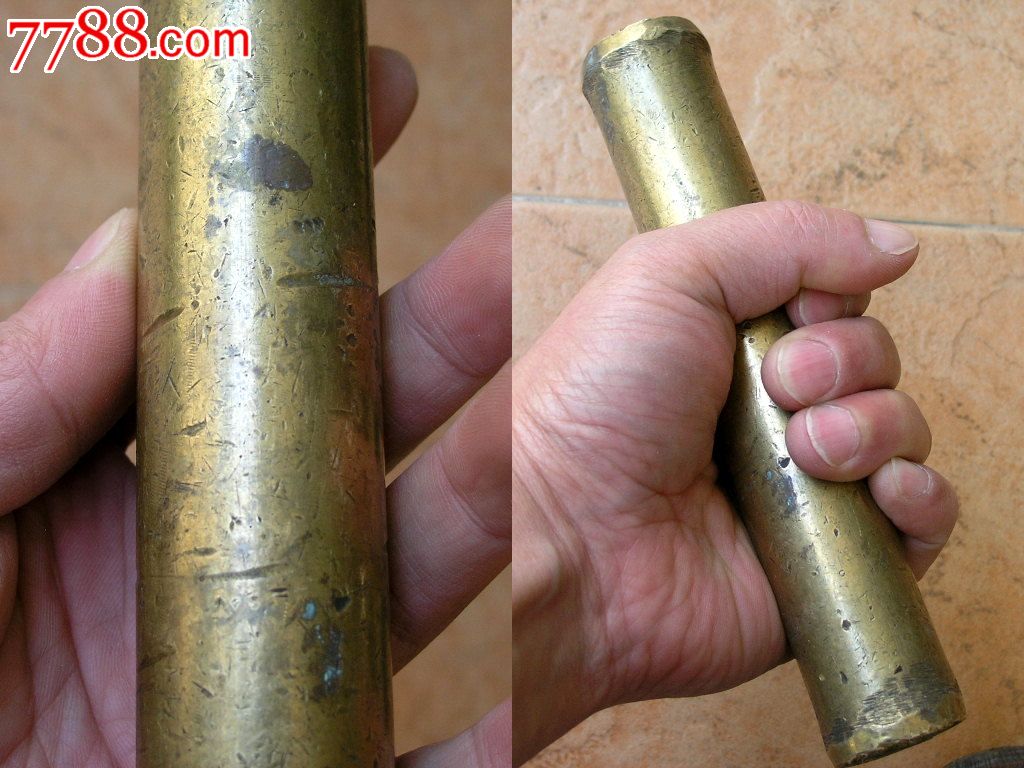 民俗收藏1611边疆早期全铜厚重粗体研臼杵棒17cm1kg