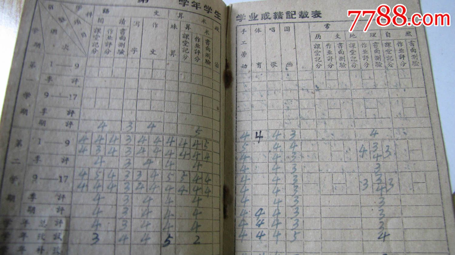 重庆第三钢铁厂子弟学校学生成绩册(1958年)