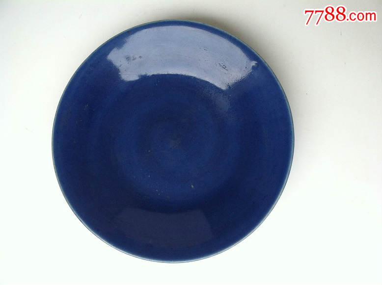 清代【美品】瓷器清中期霁蓝釉大盘