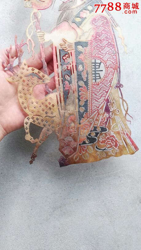 精美的"福禄寿星"民俗老皮影,老灯影