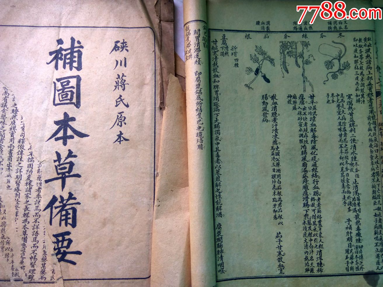 民国石印版古籍医书.药性赋1本,本草纲要3本.品相看图
