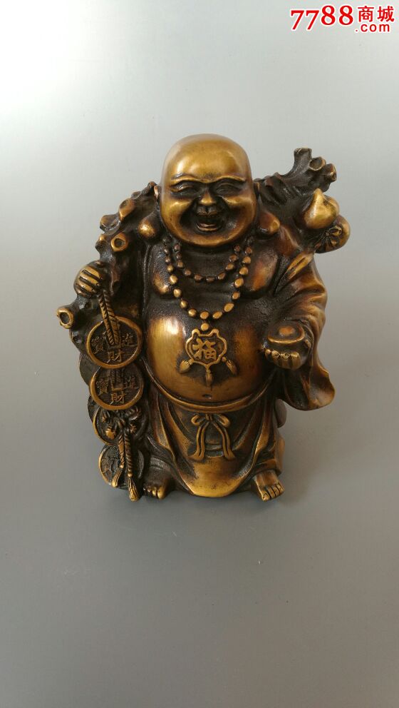 黄金袋弥勒佛古玩收藏摆件