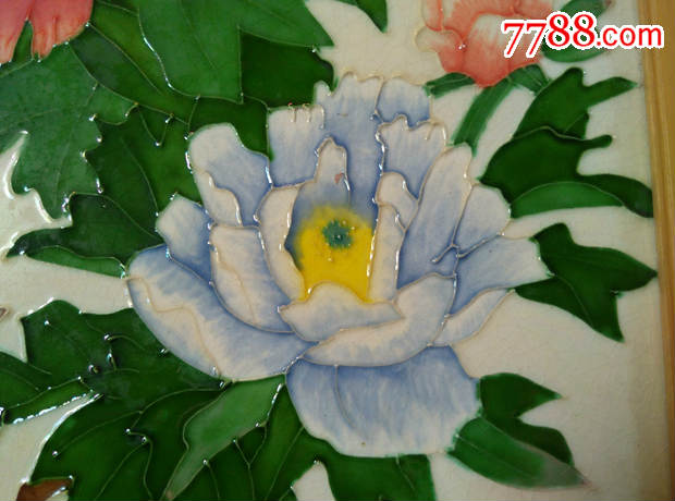 漂亮精美的牡丹纹瓷片画