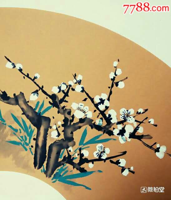 《梅花》扇面65x34cm硬卡宣纸