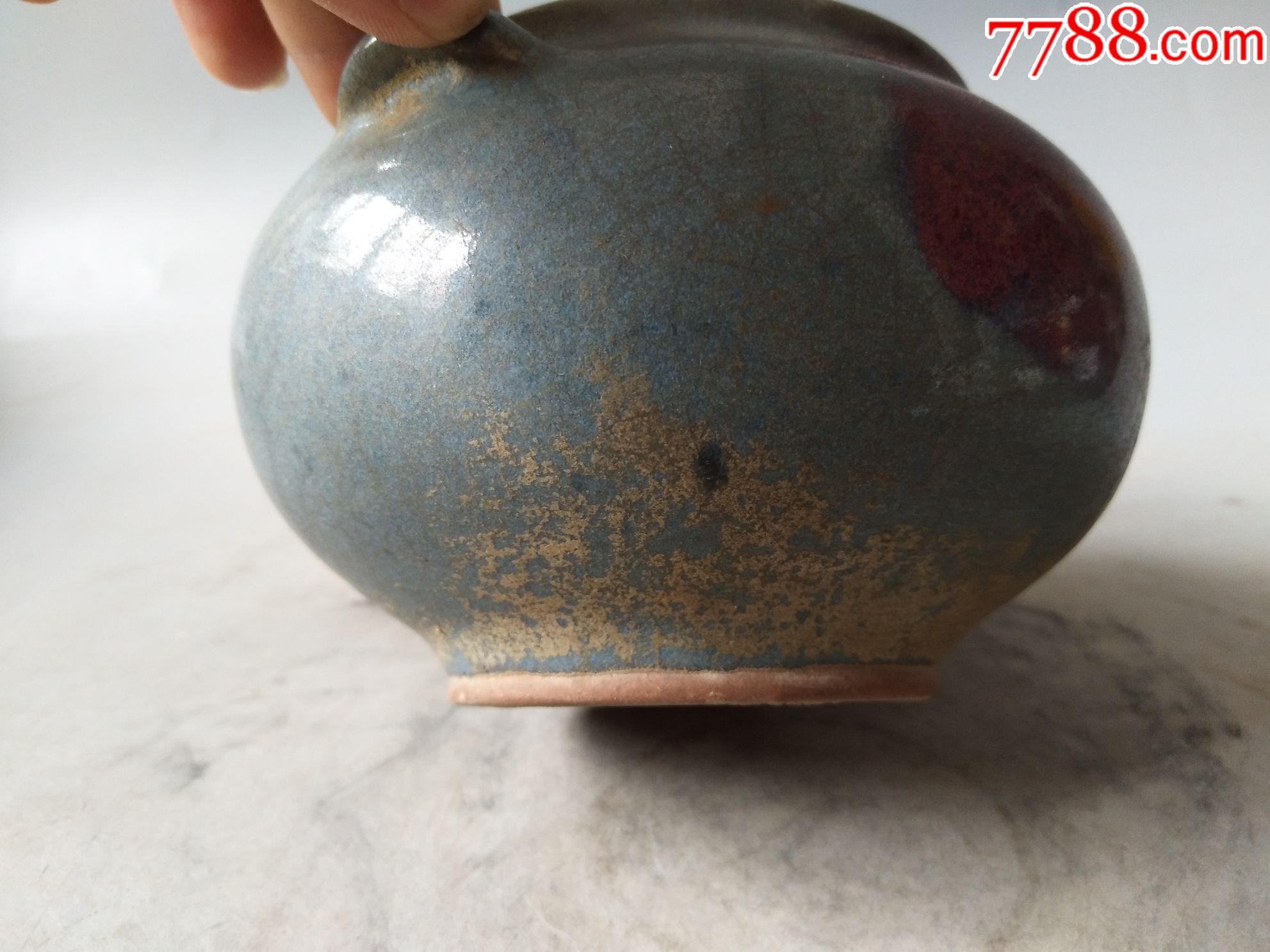 蓝釉双耳瓷罐