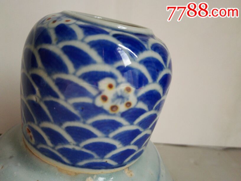 清代青花釉里红水盂