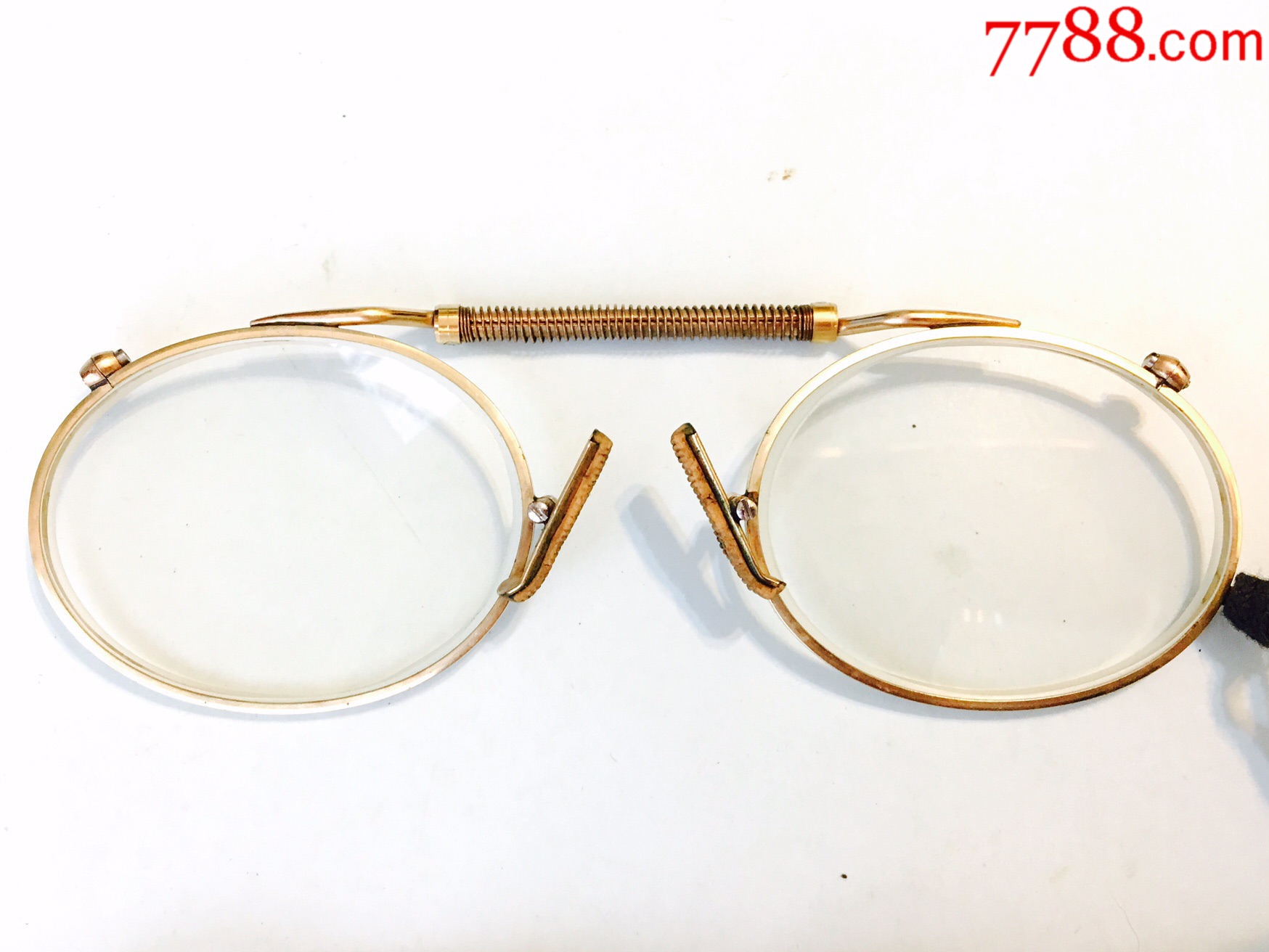西洋古玩\/英国古董夹鼻眼镜\/包金材质\/1930年\/