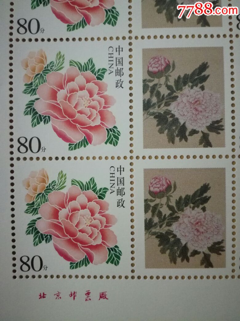 牡丹花个性化邮票版票花卉个性化邮票收藏原胶好品