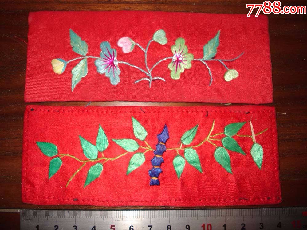 特价热销鲁绣民间手工刺绣枕头顶子一对001