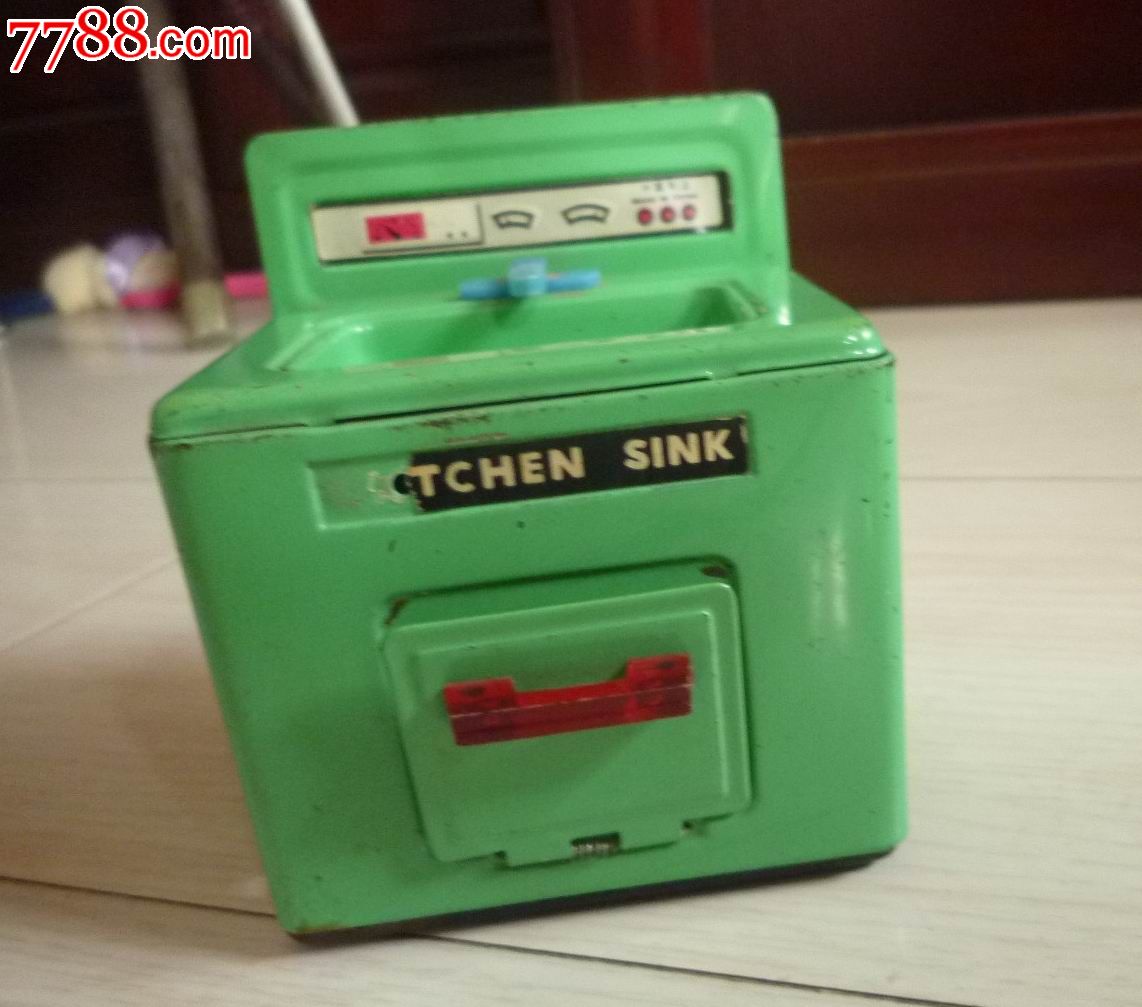 怀旧经典收藏文革经典铁皮绿色迷你小洗衣机玩