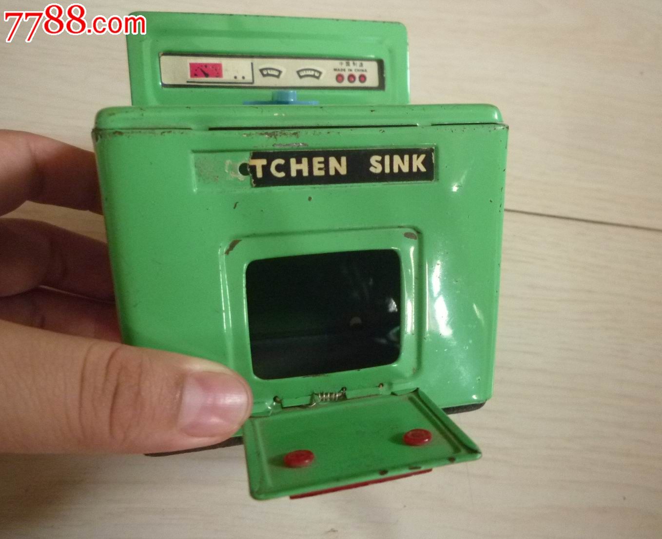 怀旧经典收藏文革经典铁皮绿色迷你小洗衣机玩