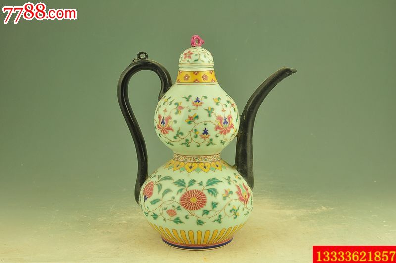 明代永乐年间五彩描金葫芦执壶28x23厘米-价格