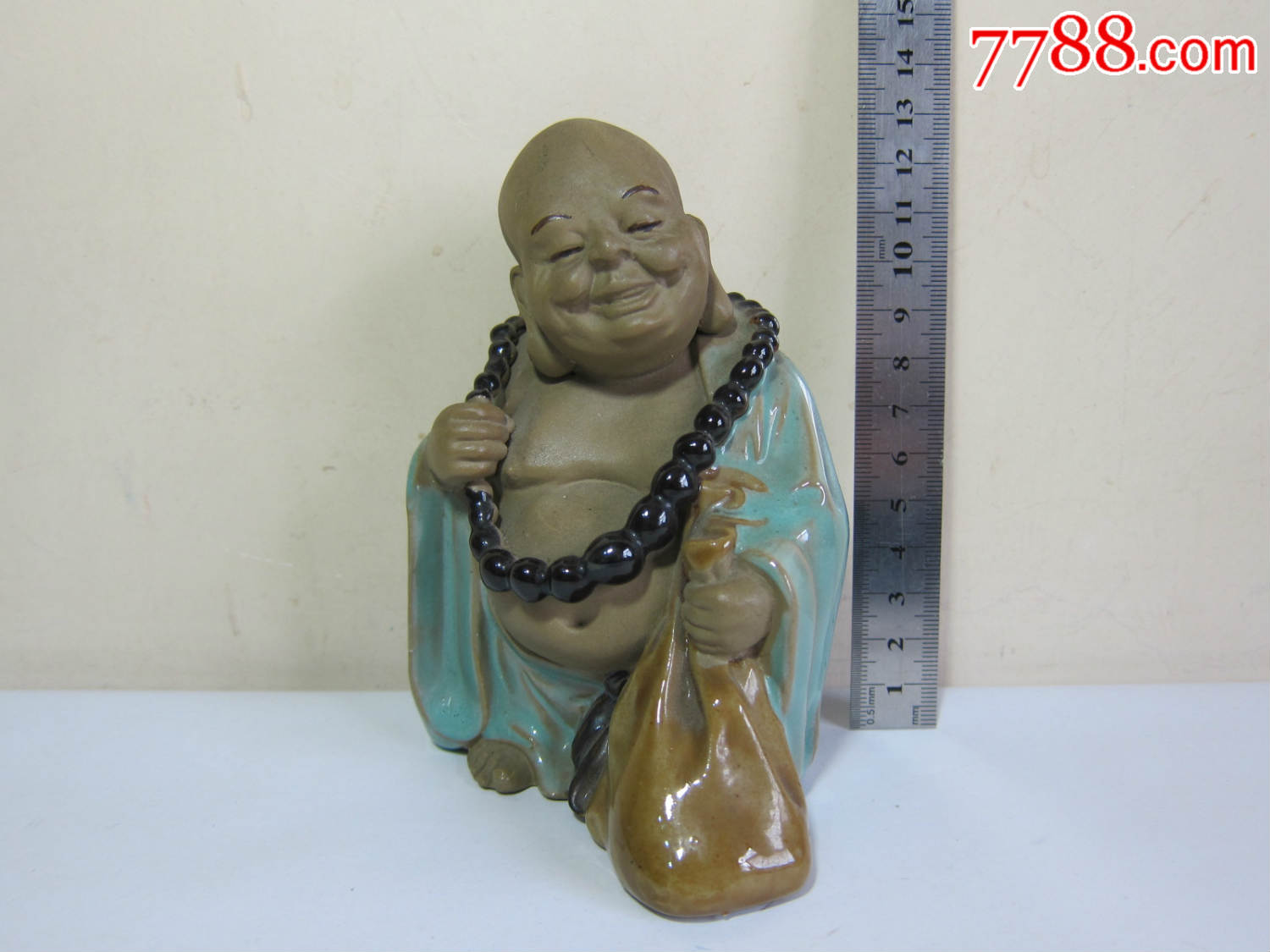 紫砂挂瓷釉弥勒佛,做工非常精美,高尺寸13cm厘