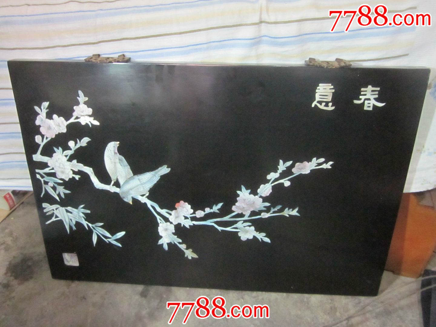 扬州漆器老挂屏镶嵌螺钿《春意》60*40cm,厚2cm