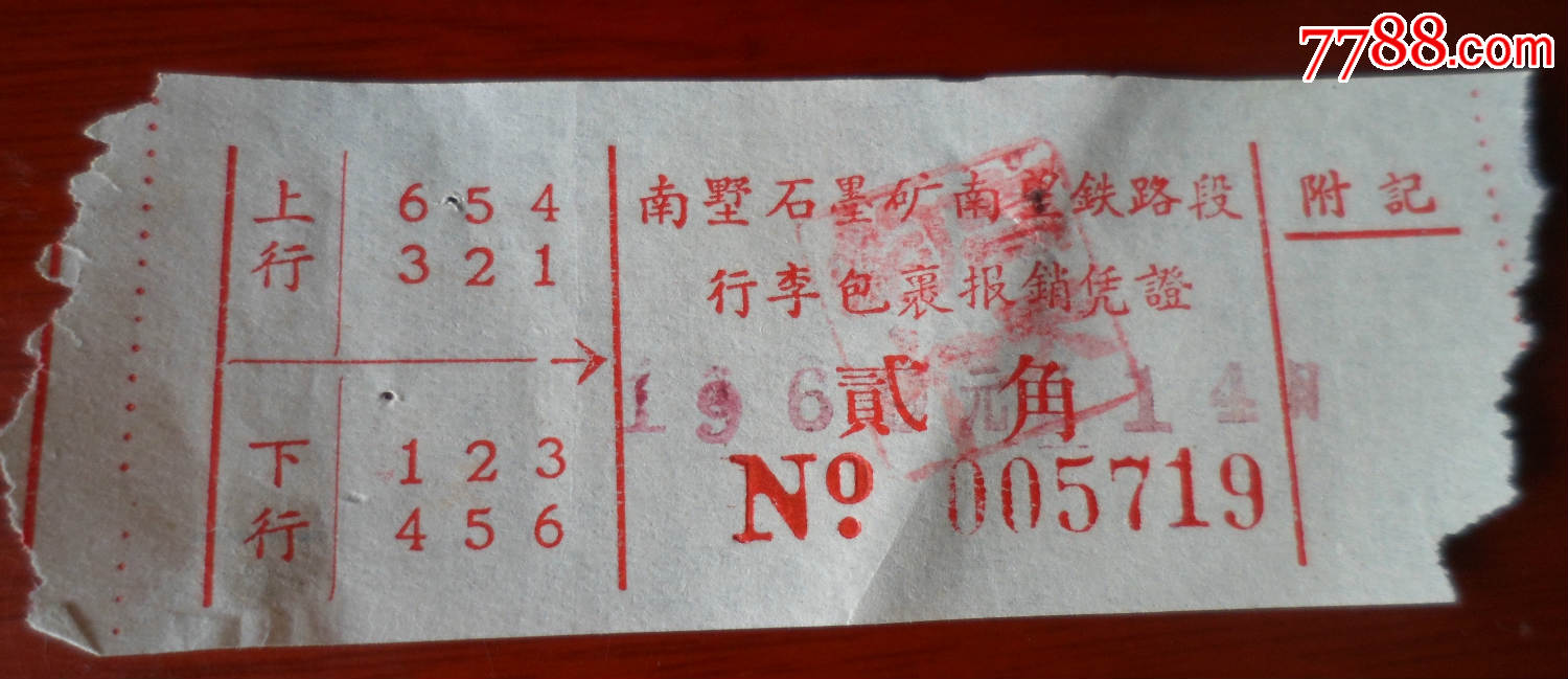 南墅石墨矿南望铁路段【贰角】_火车票_福寿