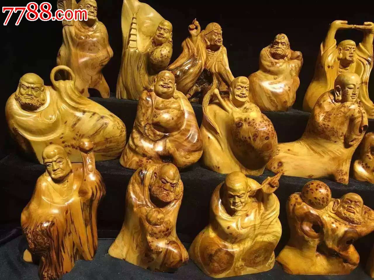 极品崖柏陈化榴十八罗汉-木雕摆件-7788收藏__收藏热线