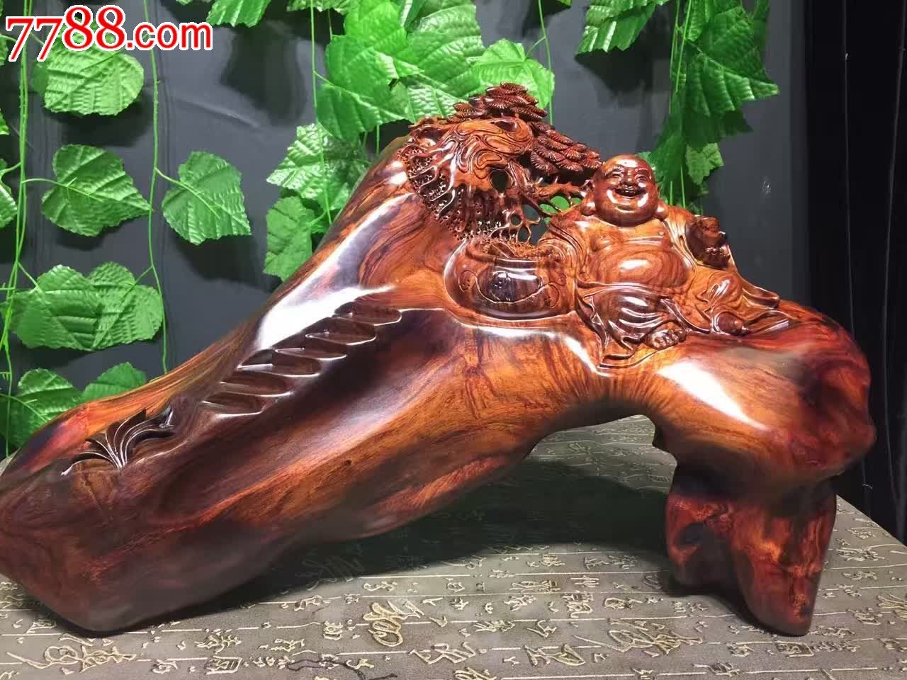 紫檀柳弥勒佛带水波
