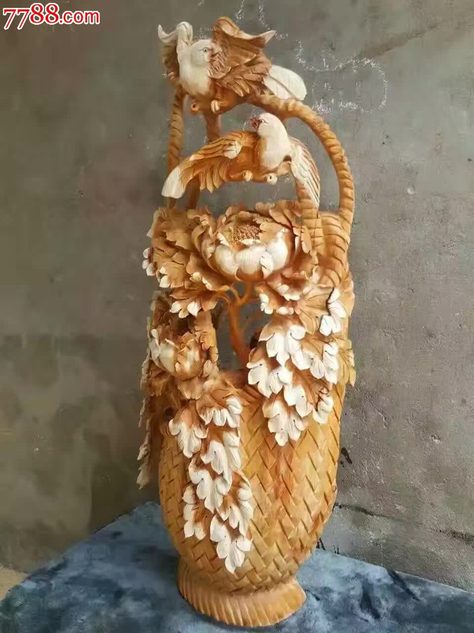 崖柏花篮整料镂空无拼