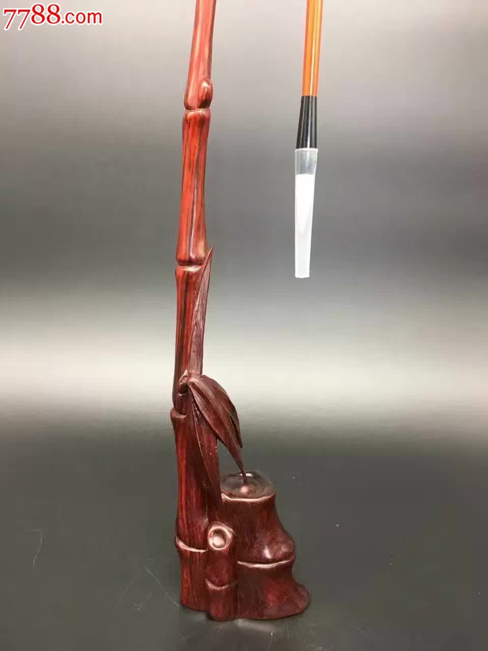 小叶紫檀竹子笔架2纯,其他根雕/木雕,木艺文房,黑檀木,年代不详,雕法