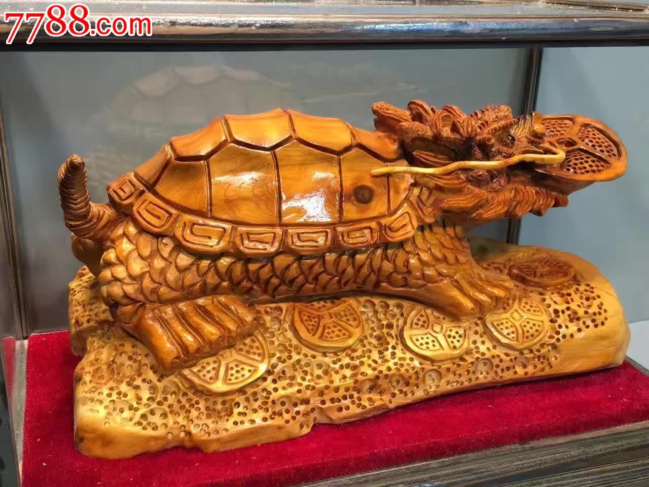龙龟作为,其他根雕/木雕,木艺文房,黑檀木,年代不详,雕法不详【传奇